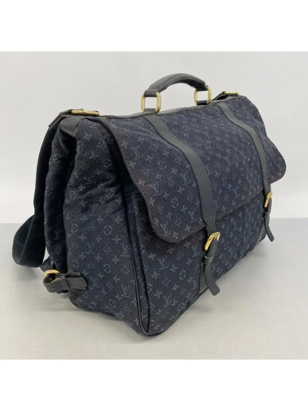 Louis Vuitton Briefcase Monogram Mini Denise Blue 2-Way